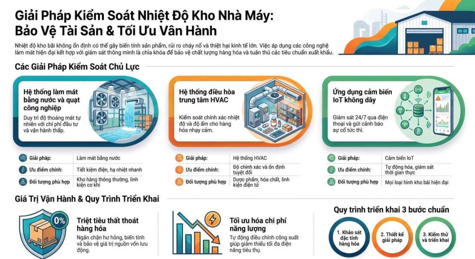 Các giải pháp kiểm soát nhiệt độ kho nhà máy hiệu quả