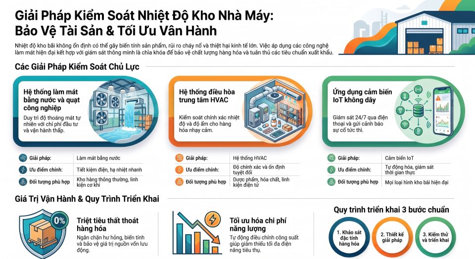Các giải pháp kiểm soát nhiệt độ kho nhà máy hiệu quả