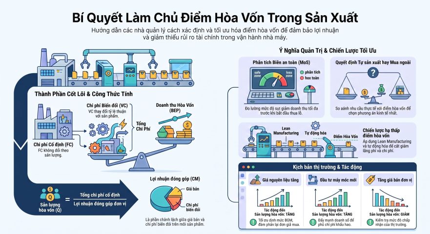 Hướng dẫn cách tính điểm hòa vốn trong sản xuất