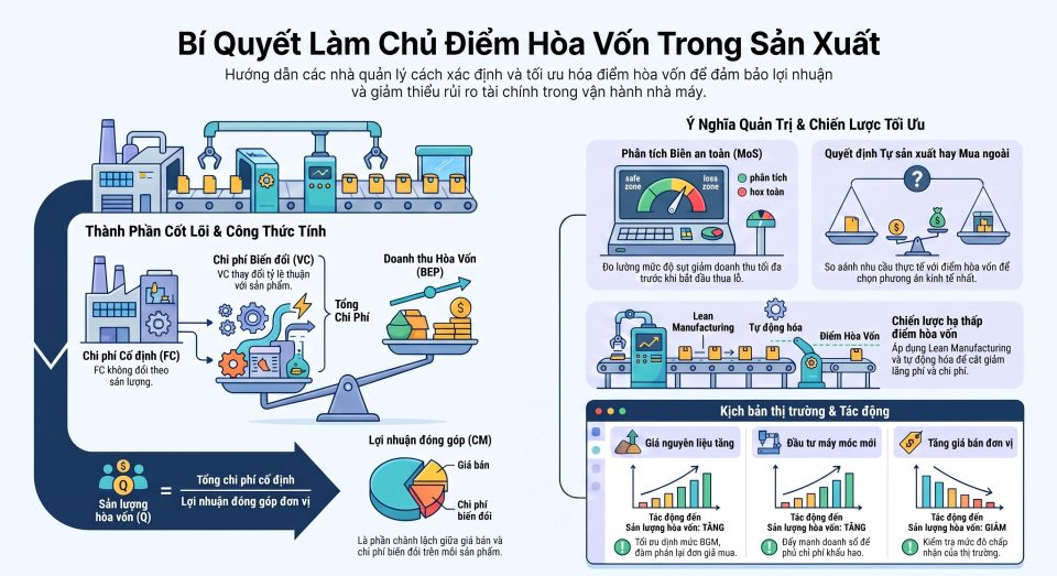Hướng dẫn cách tính điểm hòa vốn trong sản xuất