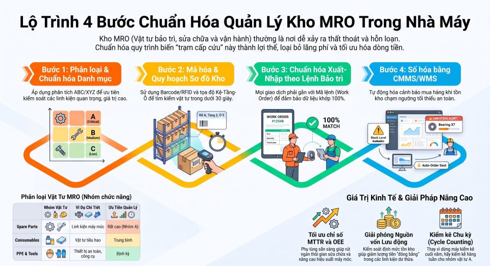 Quy trình quản lý kho MRO trong nhà máy chuẩn xác