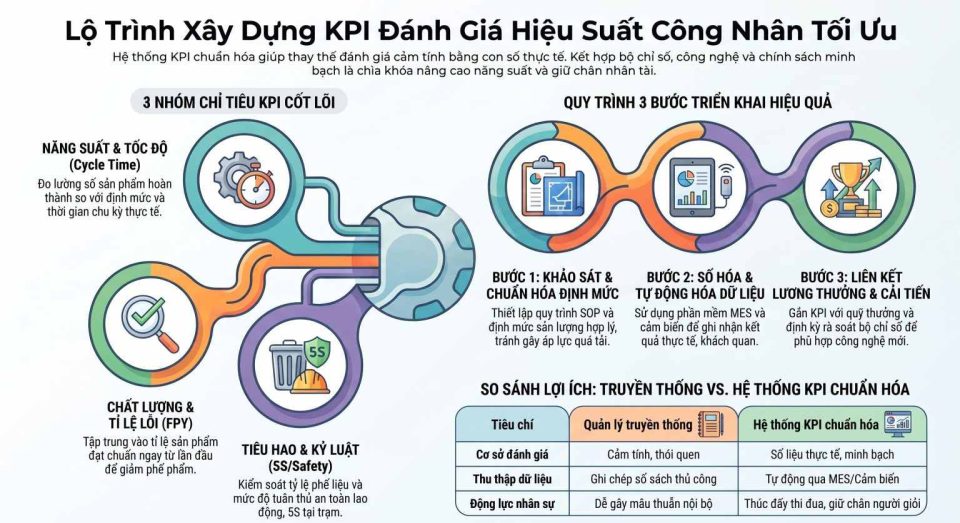 Cách xây dựng KPI đánh giá hiệu suất công nhân tối ưu cho nhà máy
