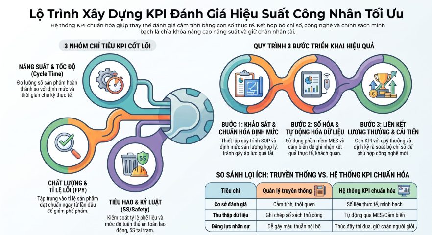 Cách xây dựng KPI đánh giá hiệu suất công nhân tối ưu cho nhà máy