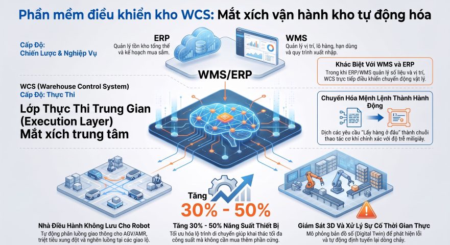Phần mềm điều khiển kho WCS: Mắt xích vận hành kho tự động hóa