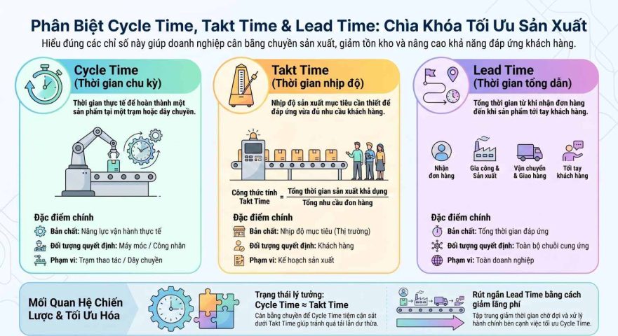 Cách phân biệt Cycle Time - Takt Time - Lead Time cho nhà máy