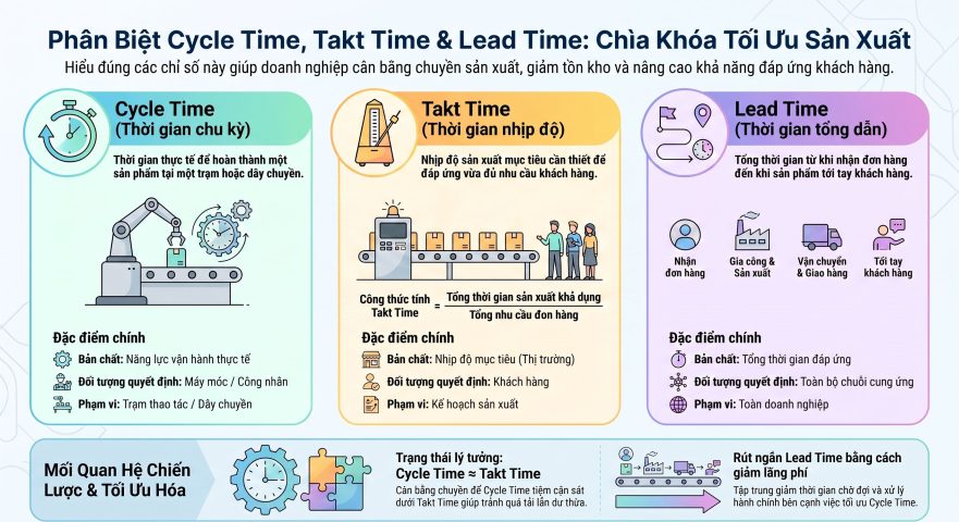 Cách phân biệt Cycle Time - Takt Time - Lead Time cho nhà máy