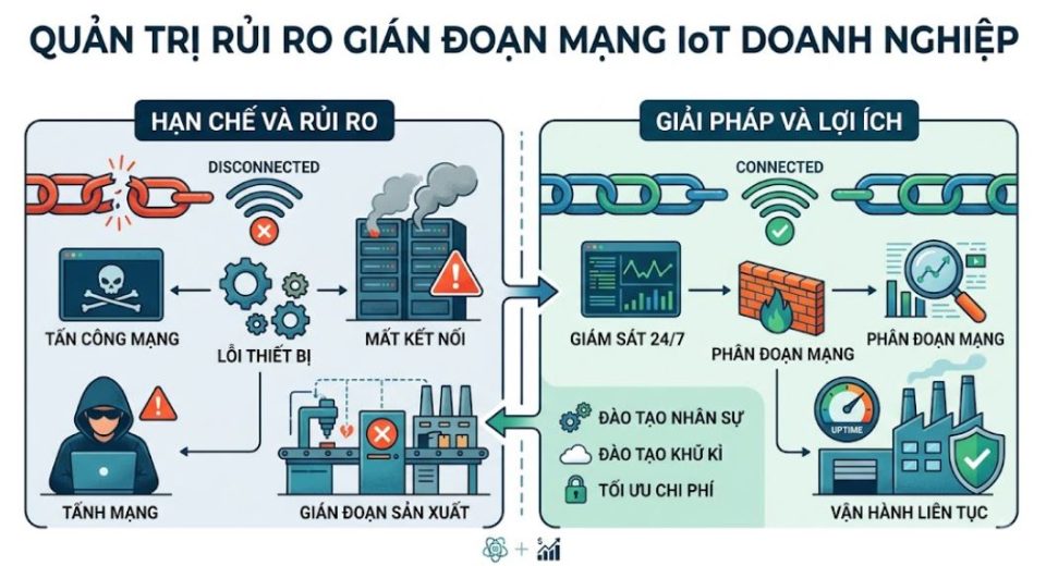 Quản trị rủi ro gián đoạn mạng IoT doanh nghiệp