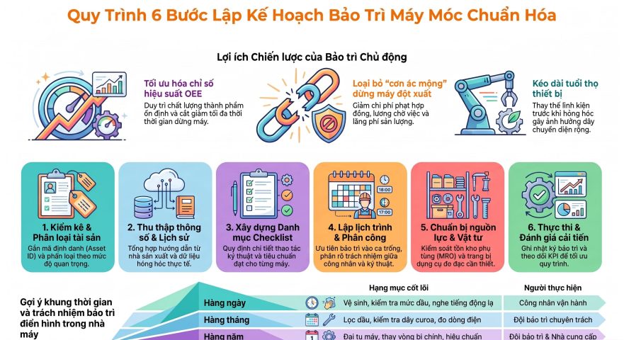 Lập kế hoạch bảo trì máy móc: Quy trình chuẩn cho nhà máy sản xuất