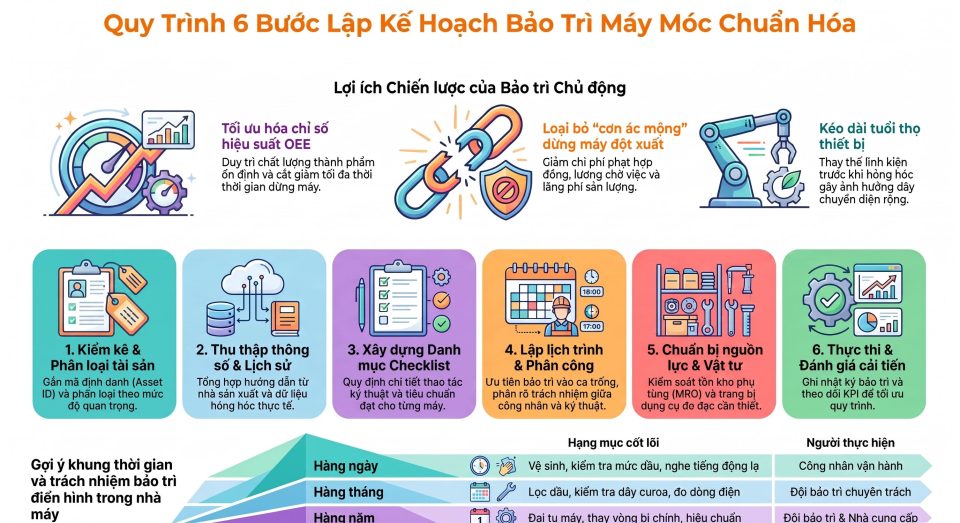Lập kế hoạch bảo trì máy móc: Quy trình chuẩn cho nhà máy sản xuất