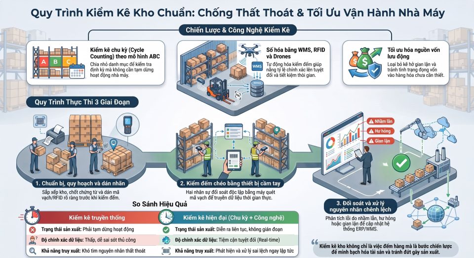 Quy trình kiểm kê kho hiệu quả và chống thất thoát cho nhà máy