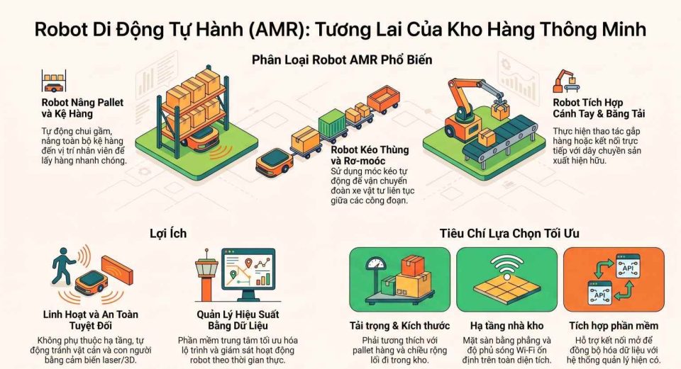 Các loại robot di động AMR phổ biến trong nhà máy