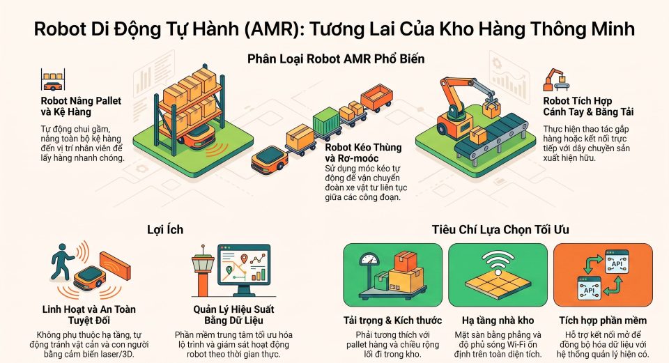 Các loại robot di động AMR phổ biến trong nhà máy