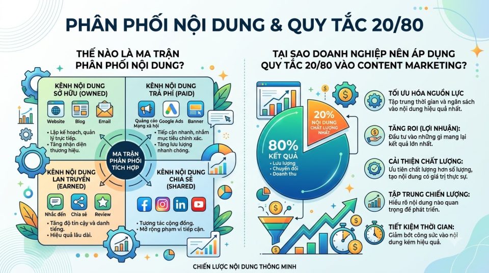 Content Distribution Matrix là gì? Vì sao doanh nghiệp nên áp dụng quy tắc 20/80 cho Content Marketing?