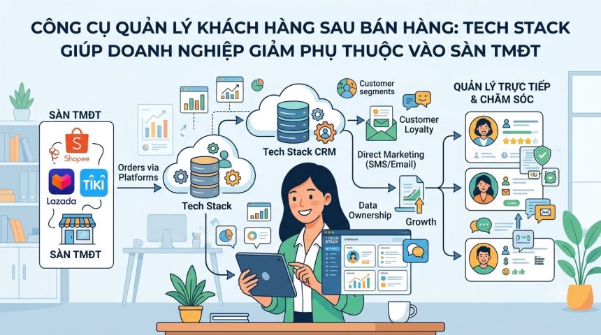 Công cụ quản lý khách hàng sau bán hàng: Tech Stack giúp doanh nghiệp giảm phụ thuộc vào sàn thương mại điện tử