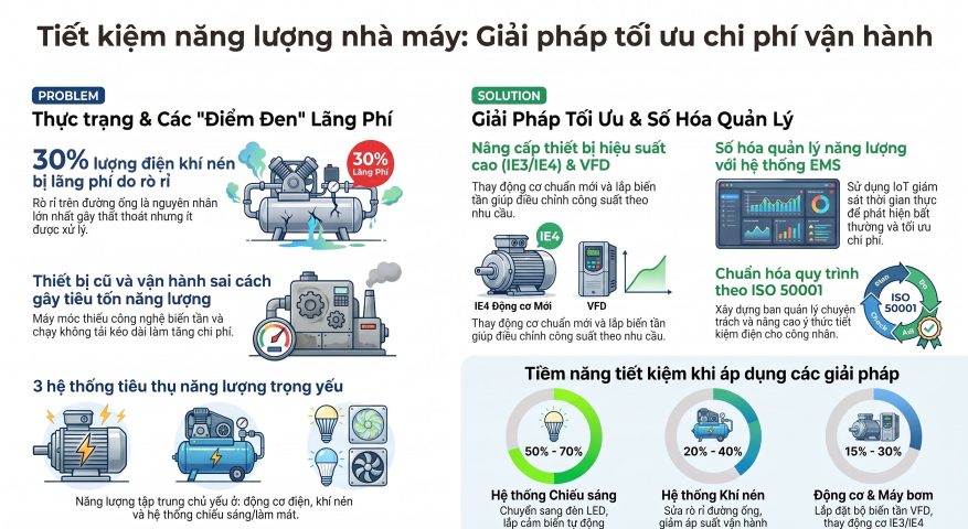 Tiết kiệm năng lượng nhà máy: Giải pháp tối ưu chi phí vận hành