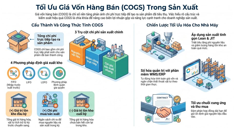 Giá vốn hàng bán COGS là gì: Công thức tính và cách tối ưu cho nhà máy