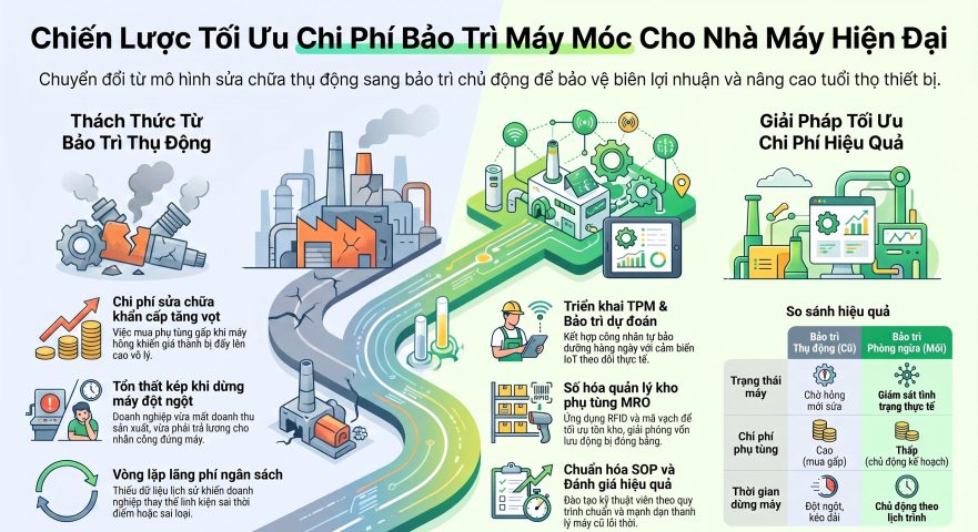 Các giải pháp giảm chi phí bảo trì máy móc tối ưu cho nhà máy