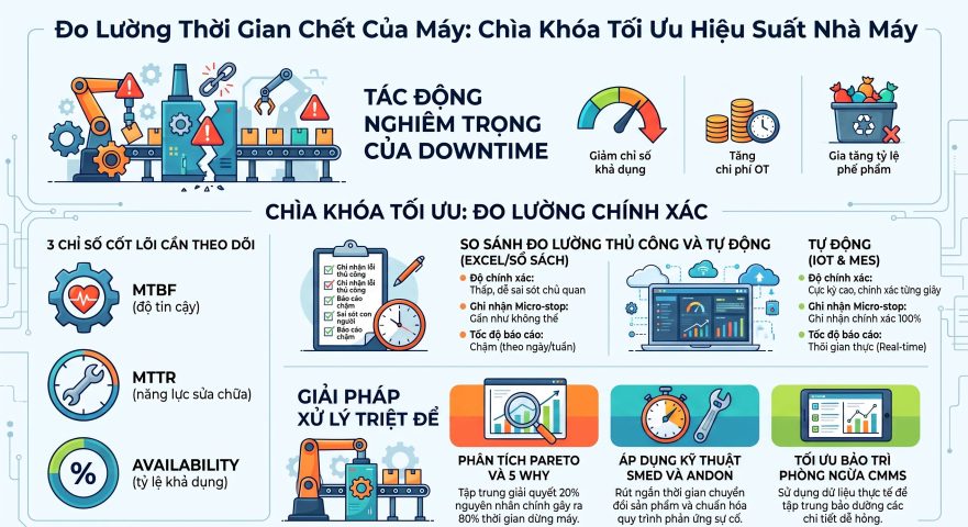 Đo lường thời gian chết của máy: Giải pháp tối ưu hiệu suất nhà máy