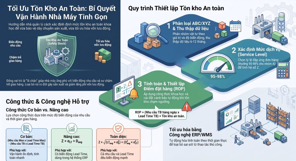 Hướng dẫn xác định định mức tồn kho an toàn tối ưu cho nhà máy