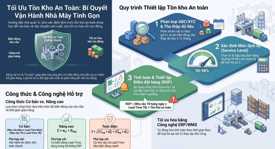 Hướng dẫn xác định định mức tồn kho an toàn tối ưu cho nhà máy