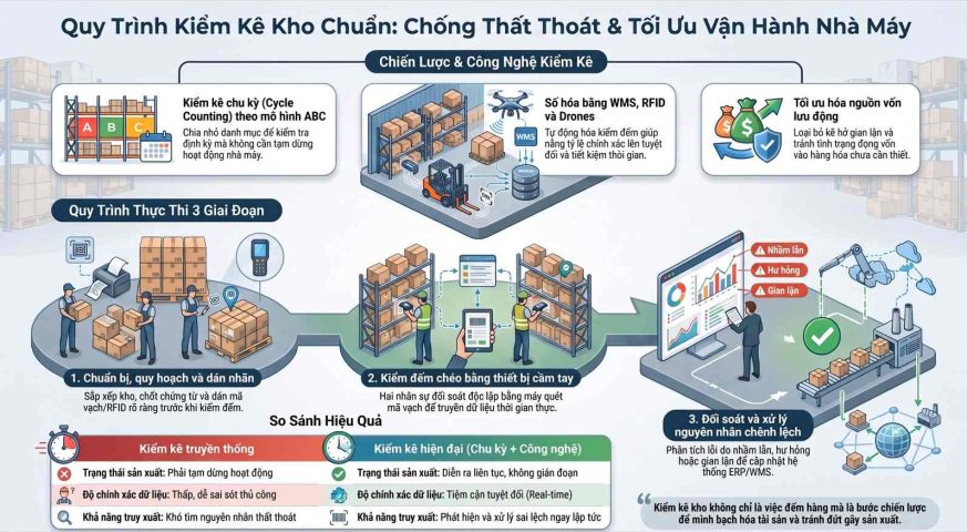 Quy trình kiểm kê kho hiệu quả và chống thất thoát cho nhà máy
