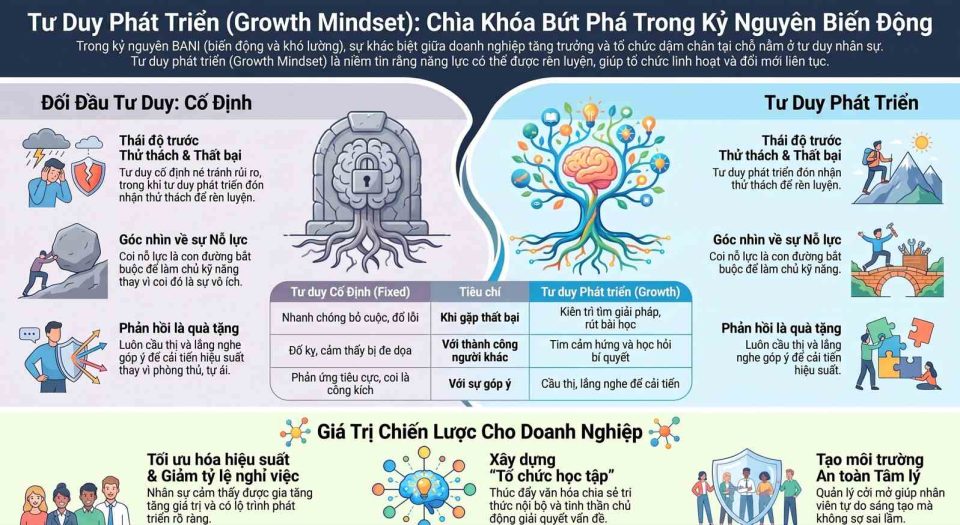 Tư duy phát triển Growth Mindset: Chìa khóa bứt phá năng lực tổ chức