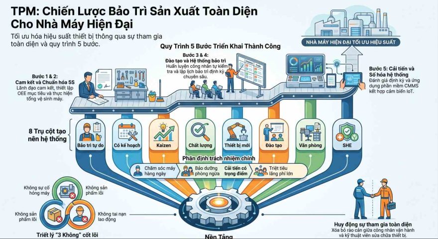 Phương pháp bảo trì TPM là gì: Khái niệm, 8 trụ cột và quy trình áp dụng