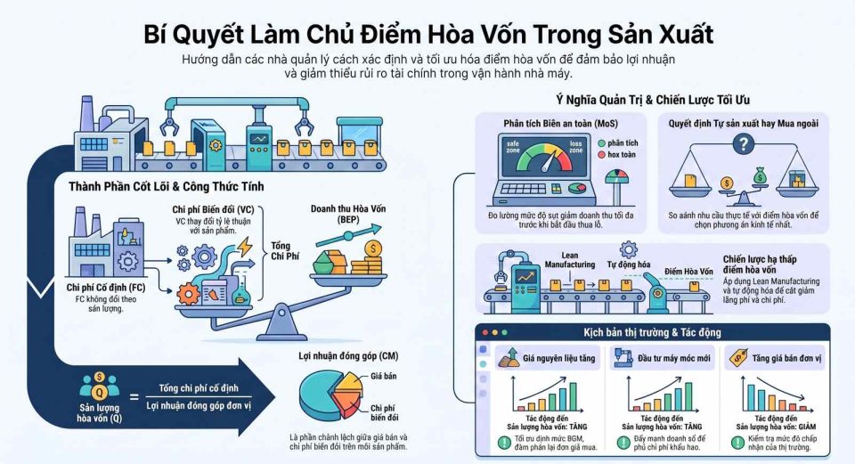 Hướng dẫn cách tính điểm hòa vốn trong sản xuất
