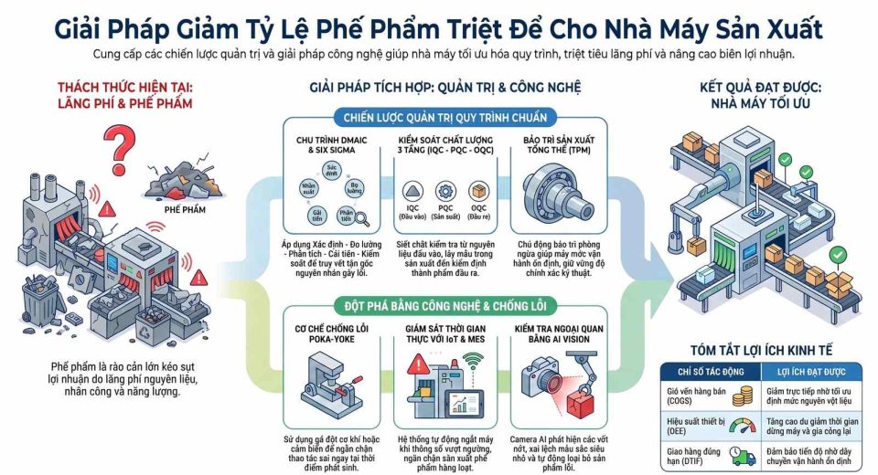 Các giải pháp giảm tỷ lệ phế phẩm triệt để cho nhà máy sản xuất