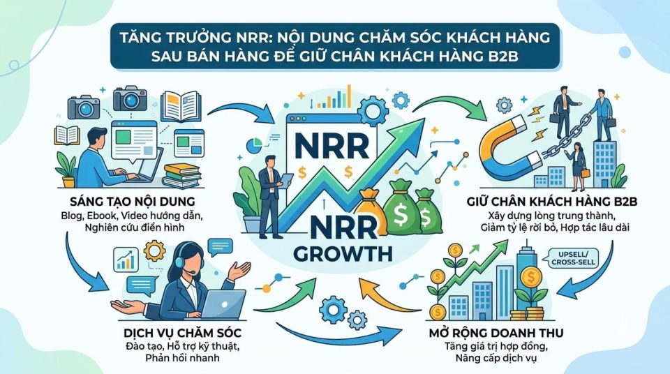 Tăng trưởng NRR: Content chăm sóc khách hàng sau bán để giữ chân khách hàng B2B