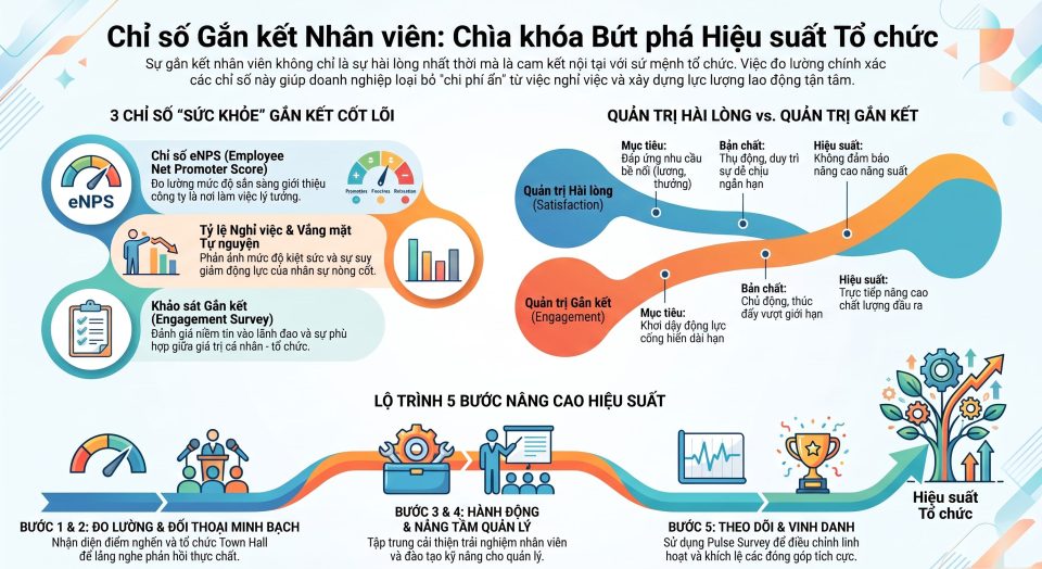 Chỉ số gắn kết nhân viên và giải pháp nâng cao hiệu suất tổ chức