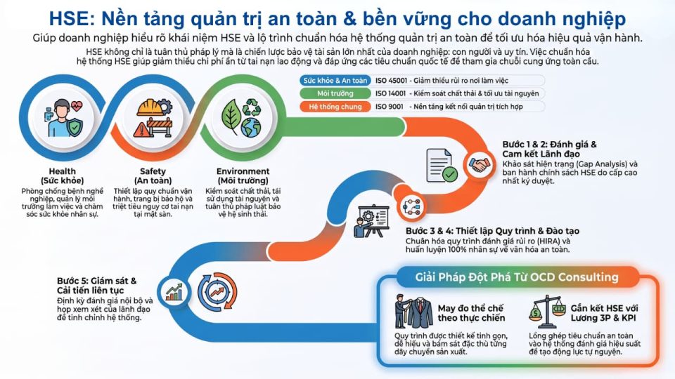 HSE là gì? Giải pháp chuẩn hóa hệ thống quản trị an toàn cho doanh nghiệp