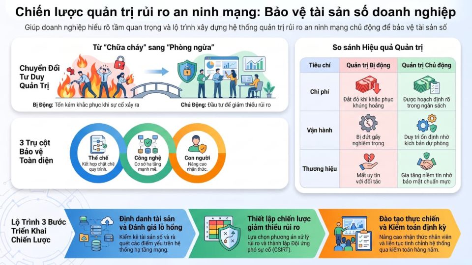 Quản trị rủi ro an ninh mạng và chiến lược bảo vệ tài sản số doanh nghiệp