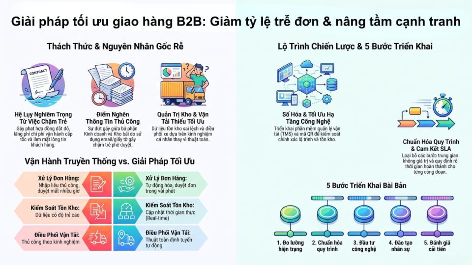 Giải pháp giảm tỷ lệ trễ đơn hàng cho doanh nghiệp B2B