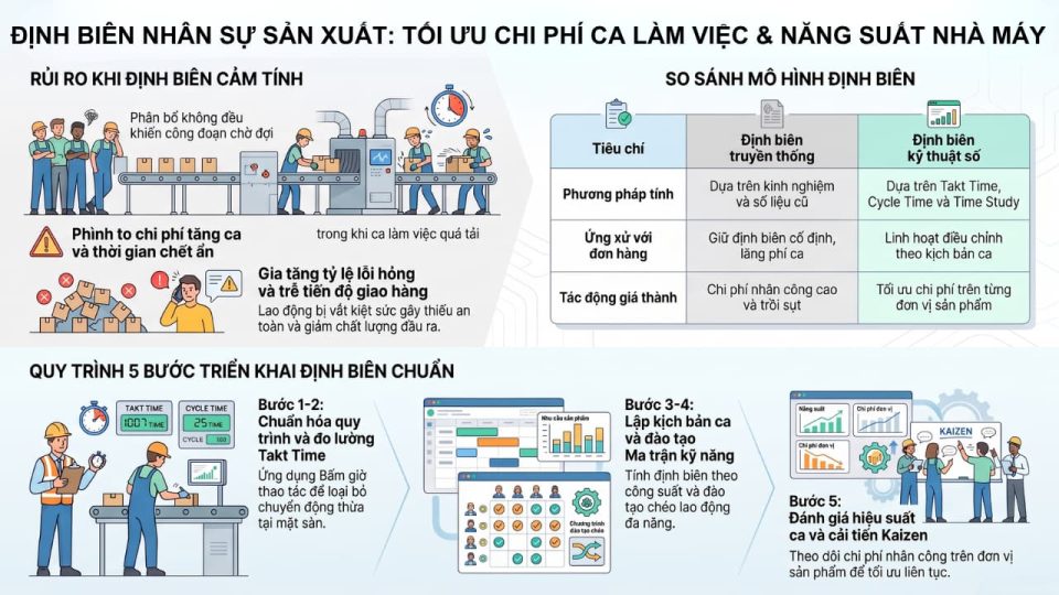 Định biên nhân sự sản xuất giúp nhà máy tối ưu chi phí ca làm việc