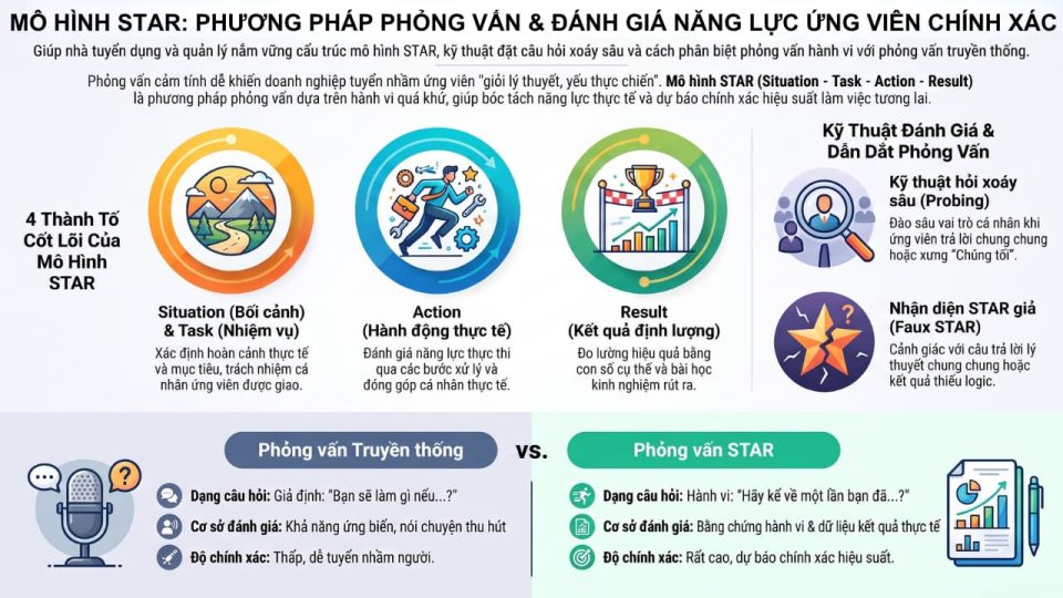 Mô hình STAR trong phỏng vấn và kỹ thuật đánh giá ứng viên