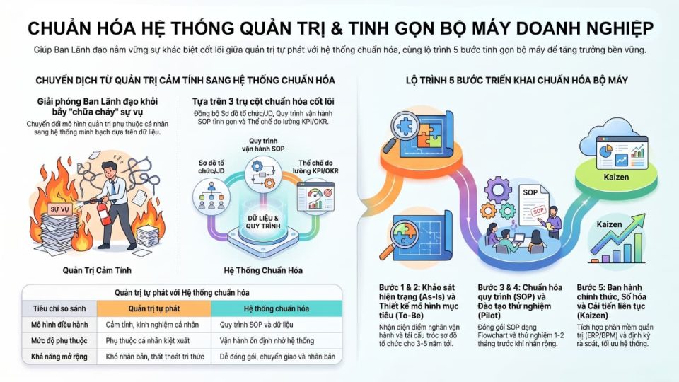 Chuẩn hóa hệ thống quản trị doanh nghiệp và giải pháp tinh gọn bộ máy