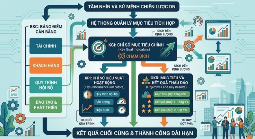 KGI tích hợp trong hệ thống quản lý mục tiêu BSC KPI OKR
