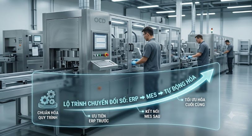 Lộ trình chuyển đối số nhà máy sản xuất - ưu tiên ERP MES hay tự động hóa