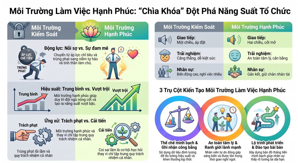 Xây dựng môi trường làm việc hạnh phúc nâng cao năng suất tổ chức