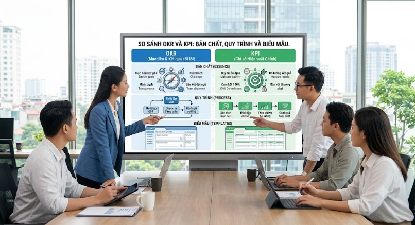 So sánh OKR và KPI Bản chất Quy trình Biểu mẫu