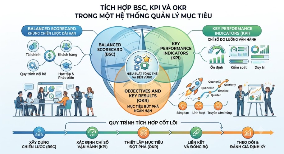 Tích hợp BSC KPI OKR trong hệ thống quản lý mục tiêu