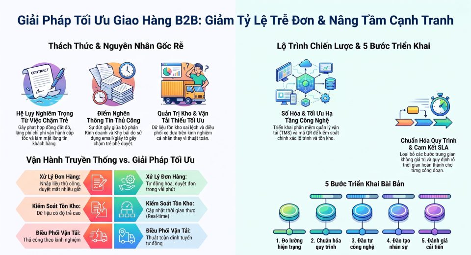 Giải pháp giảm tỷ lệ trễ đơn hàng cho doanh nghiệp B2B