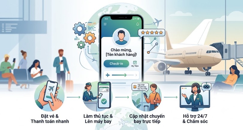 Vai trò của ứng dụng khách hàng tăng trải nghiệm hành khách hàng không