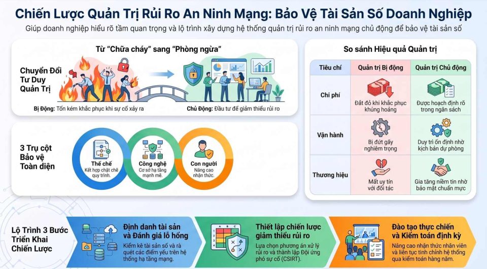 Quản trị rủi ro an ninh mạng và chiến lược bảo vệ tài sản số doanh nghiệp