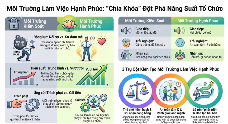 Xây dựng môi trường làm việc hạnh phúc nâng cao năng suất tổ chức