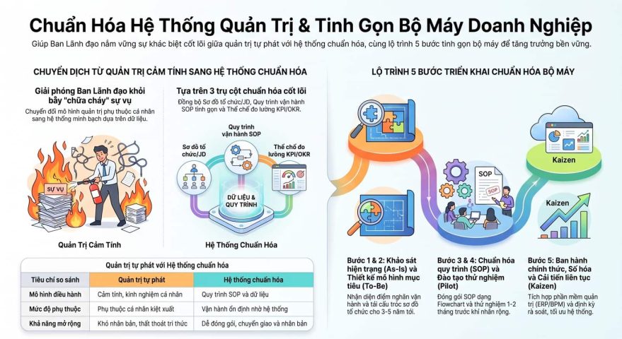 Chuẩn hóa hệ thống quản trị doanh nghiệp và giải pháp tinh gọn bộ máy