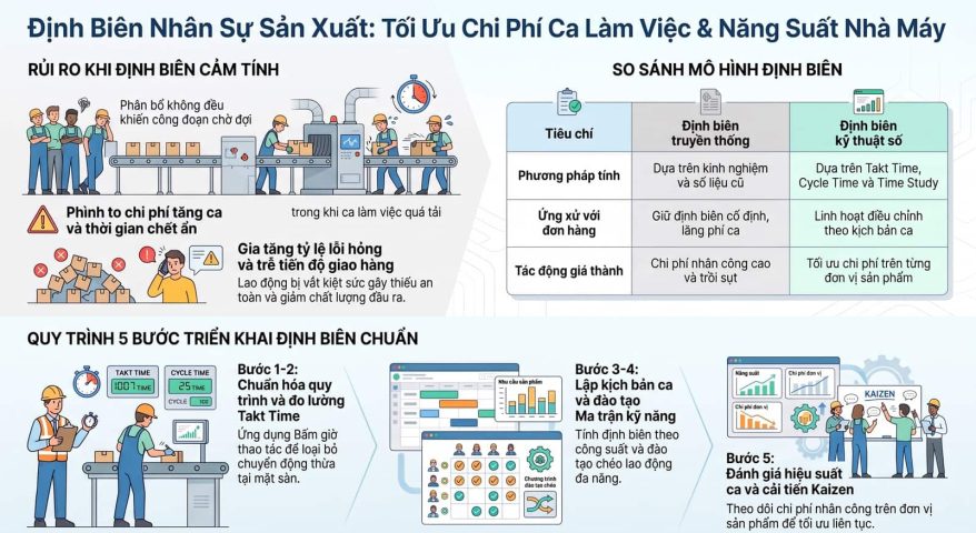 Định biên nhân sự sản xuất giúp nhà máy tối ưu chi phí ca làm việc