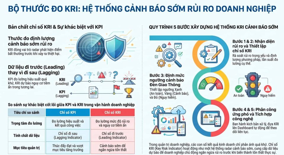 Chỉ số KRI là gì và phương pháp xây dựng hệ thống cảnh báo sớm rủi ro