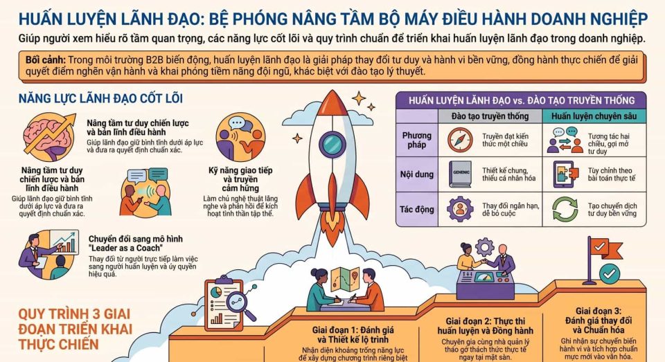 Phương pháp huấn luyện lãnh đạo: Giải pháp phát triển bộ máy điều hành